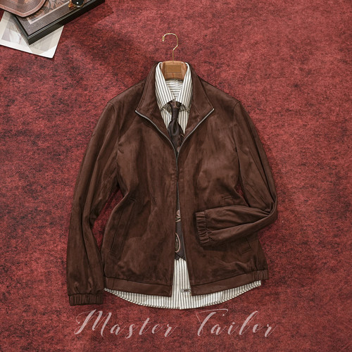 Master Tailor高定（紫标系列）麂皮绒立领休闲夹克男老钱风外套