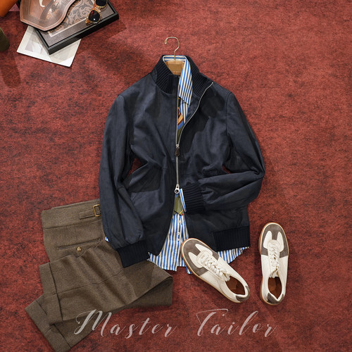 Master Tailor（紫标系列）高定立领麂皮绒夹克男绅士老钱风外套