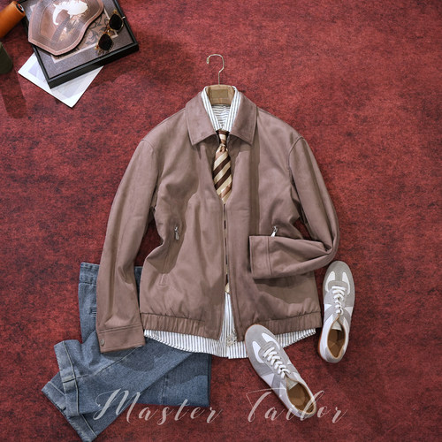 Master Tailor（紫标系列）高定麂皮绒翻领夹克男士商务休闲外套