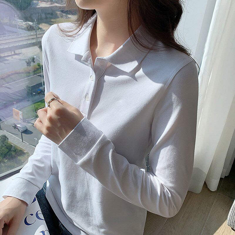 春秋季纯棉翻领工作服定制t恤 印字绣logo男女长袖polo衫企业订做