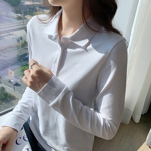 春秋季纯棉翻领工作服定制t恤 印字绣logo男女长袖polo衫企业订做