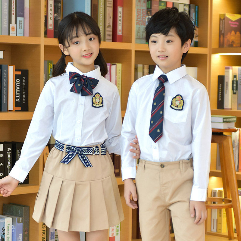 中小学生校服春秋季儿童套装英伦学院风白色衬衫套装幼儿园园服班