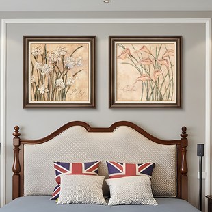美式卧室床头装饰画大芬村油画复古主卧老人房间挂画客厅餐厅壁画