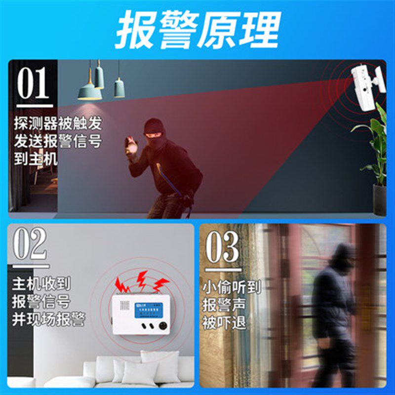 安之翼8012A超远距离大功率红外无线遥控防盗报警器家用店铺大棚