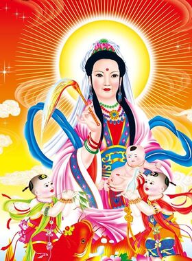观音菩萨海报观音娘娘送子观音图菩萨画像南海观音白衣菩萨画贴纸