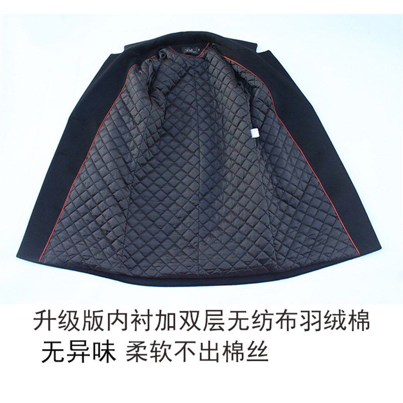 新款毛呢外套女中长款双排扣秋冬季加棉小个子呢子大衣女加厚黑色