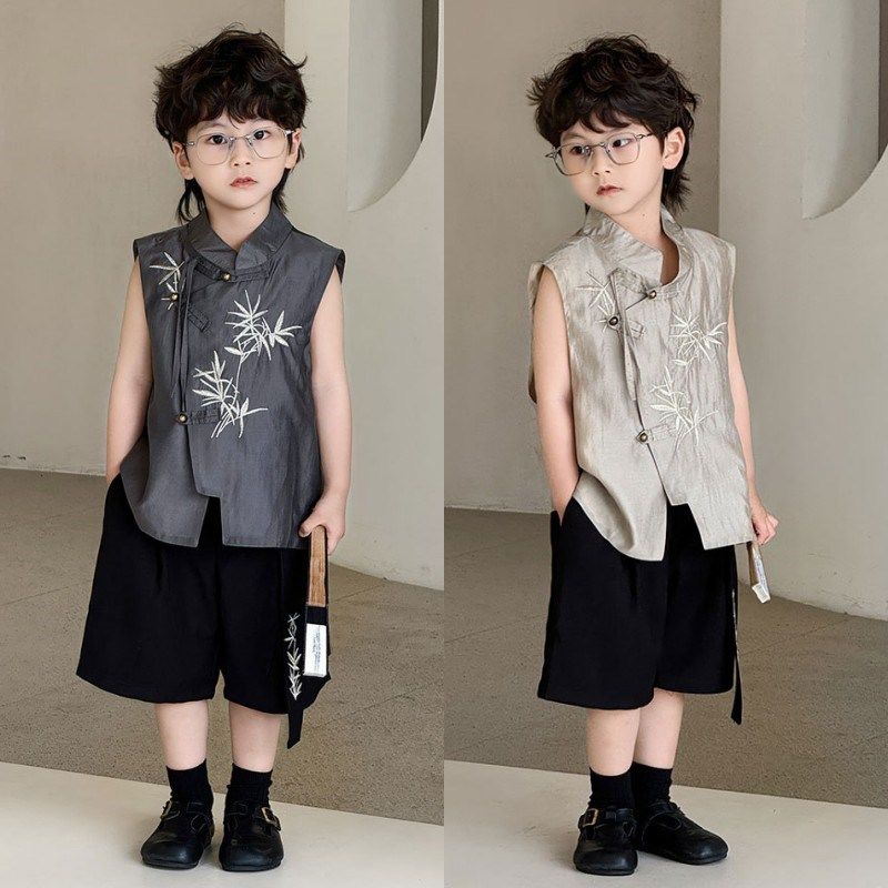 男童主持人夏季礼服2024新款六一儿童国风主持服西装套装演出服夏