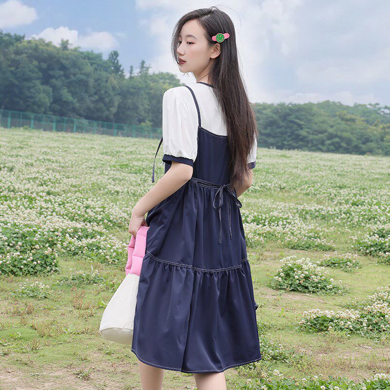 2024新款高中女生夏装学院风时尚初中学生夏季裙子少女大童连衣裙