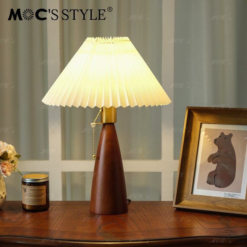 默川胡桃木色复古卧室床头台灯中古风日式侘寂民宿工作书桌阅读灯,家装灯饰光源,装饰台灯,淘宝优惠券,粉丝福利购,淘宝优惠卷