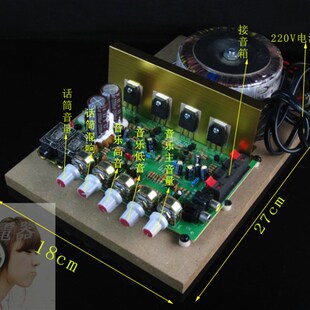 200瓦220V环牛卡拉OK功放板带话筒插口板大功率双声道功放带混响