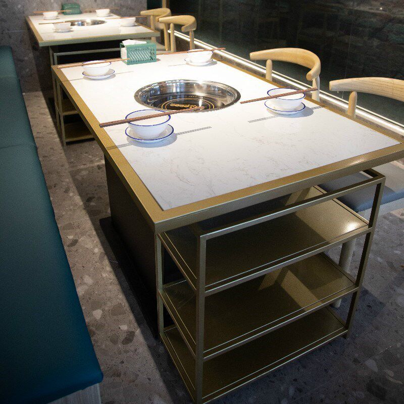 商用大理石内嵌火锅桌电磁炉一体烧烤肉店无烟饭店餐厅餐桌椅组合,商业/办公家具,火锅桌,淘宝优惠券,粉丝福利购,淘宝优惠卷