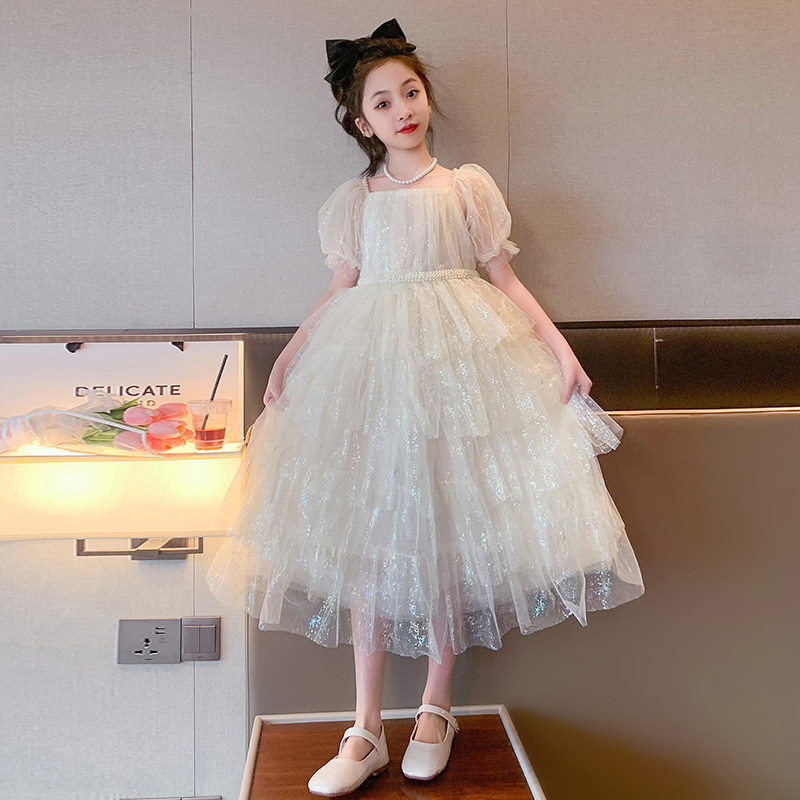 女童夏季连衣裙2023新款洋气网红蛋糕裙中大童网纱礼服夏装公主裙