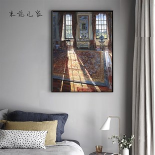 客厅轻画装饰奢 人物窗口油画酒店复古好好住民宿画美式小众壁画