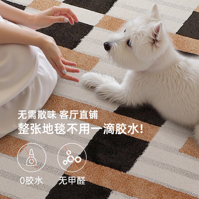 中古风地毯客厅卧室2025新款无胶0甲醛防水免洗可擦沙发茶几地毯