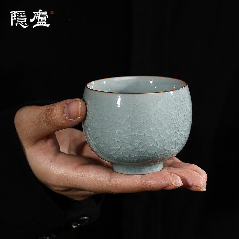 隐庐 李廷怀大师手作冰花汝瓷茶杯主人杯卵青汝窑陶瓷品茗杯单杯