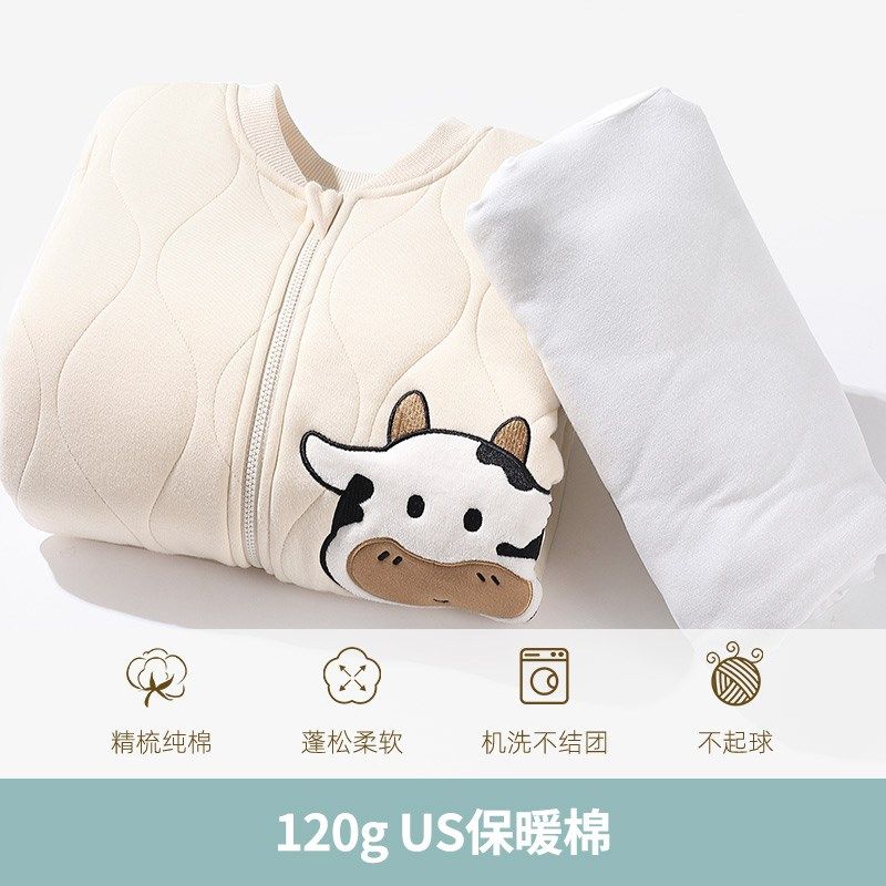 儿童连体睡衣冬季宝宝连体衣秋冬夹棉加厚款小男童睡袋女童家居服