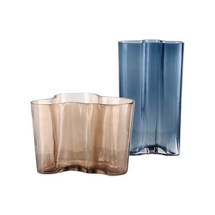 博西家居传奇湖泊造型玻璃花瓶摆件风家居软装饰品透明花器