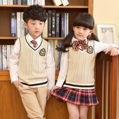 幼儿园园服团购春秋款 全棉毛衣背心马甲英伦学院风小学生校服套装