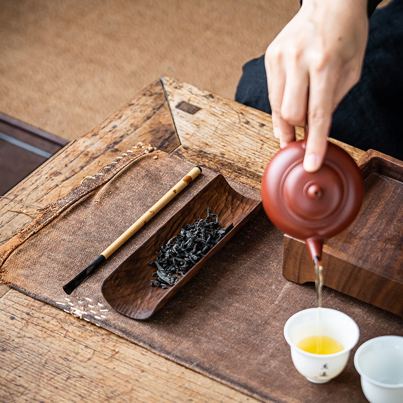 竹茶拨茶扒茶道六君子茶具配件轻奢长柄牛角茶粉勺点茶分茶勺单只