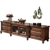 美式 客厅套房家具 电视柜实木电视柜茶几组合黑胡桃木电视机柜欧式