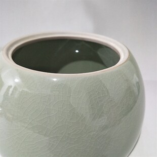 大号圆形陶瓷花瓶汝窑陶器花盆花器水培陶瓷瓶复古装饰品陶罐坛子