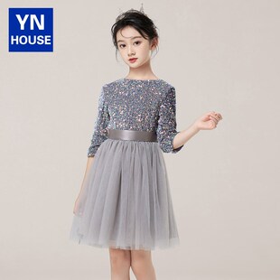 衣诺坊女童礼服裙婚礼小女孩公主裙轻奢小众主持人钢琴演奏演出服