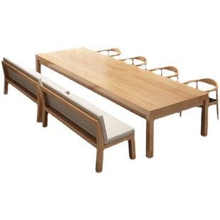 北欧实木书桌写字桌学生家用大板桌工作台长桌子图书馆阅览室桌椅