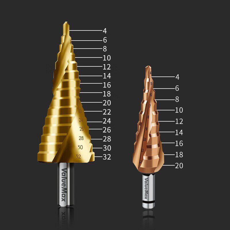 万克士 V124016多功能宝塔钻头金属铝合金开孔器阶梯钻头4-32mm