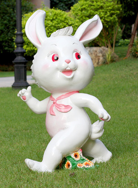 龟兔赛跑幼儿园户外花园林景观兔子乌龟动物摆件玻璃钢雕塑工艺品