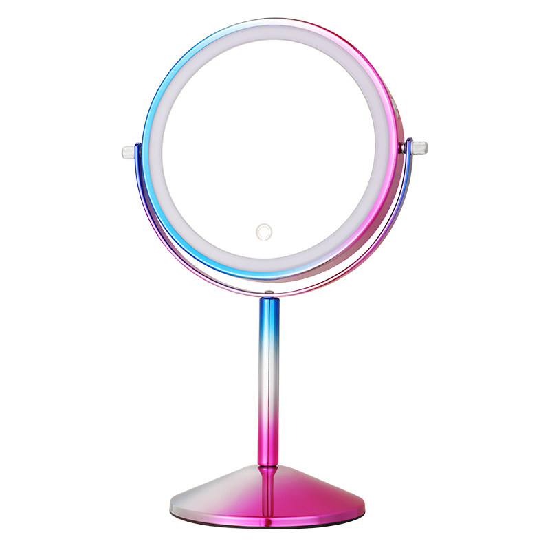 led化妆镜台式带灯梳妆镜学生宿舍桌面可夹式镜子折叠补光镜充电