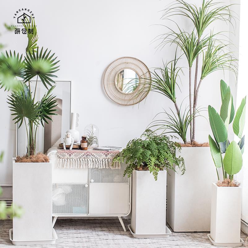 研仓制 新款仿水泥简约特大高方落地阳台系列花盆耐用透气包邮