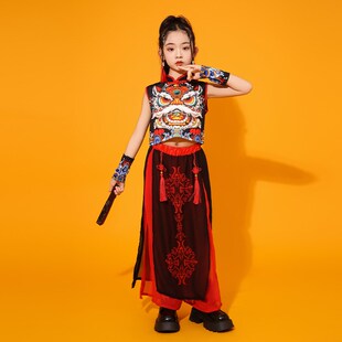 六一舞狮装中小学生儿童国潮中国风古筝旗袍男童女童走秀演出服