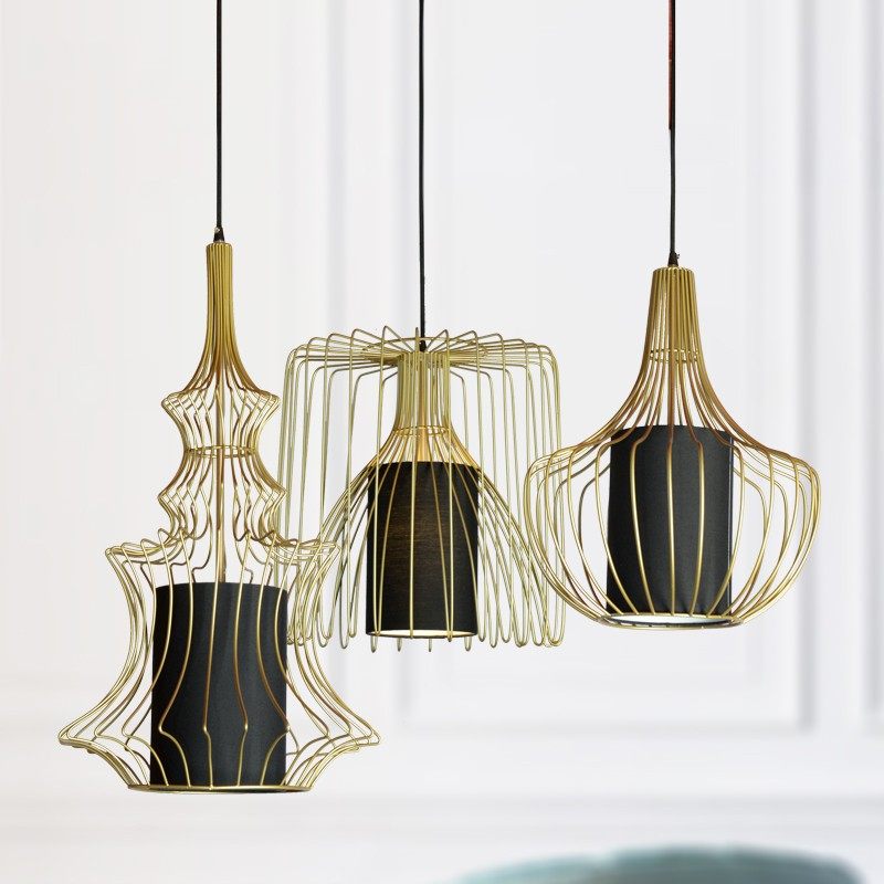 北欧轻奢鸟笼吊灯创意简约餐厅吧台灯新中式个性客厅茶室楼梯灯具,家装灯饰光源,客厅吊灯,淘宝优惠券,粉丝福利购,淘宝优惠卷