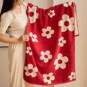 复古欢喜花朵浴巾新款 全棉家用情侣结婚不易掉毛化妆室吸水柔软