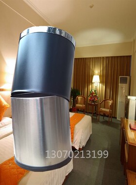 酒店不锈钢客房垃圾桶无盖宾馆客房桶单层垃圾桶家用KTV圆客房桶