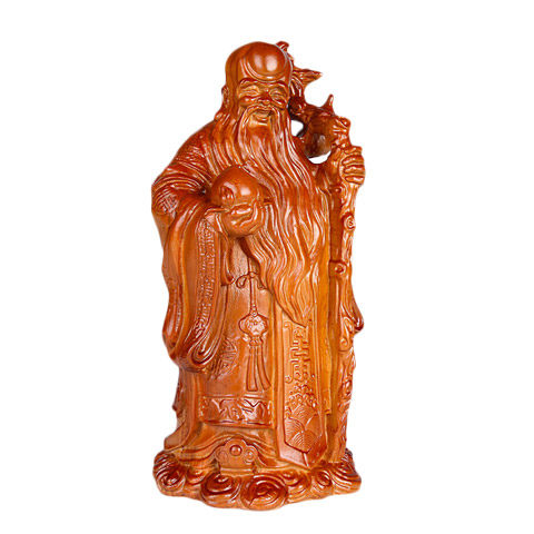 桃木寿星摆件木雕福星高照祝贺寿礼品送老人长辈健康长寿南极仙翁