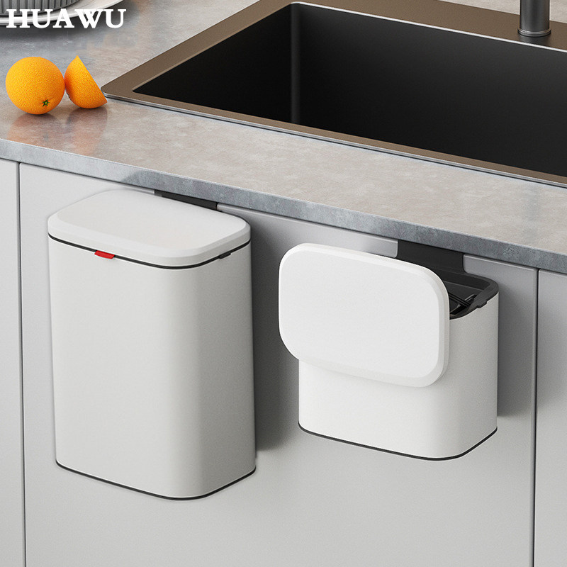 悬挂式整体橱柜垃圾桶门厕所化妆室厨房壁挂收纳桶家用带盖子小号