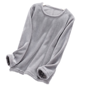 秋冬加厚法兰绒上衣男女单件加绒大码 圆领家居服外套外穿 保暖长袖