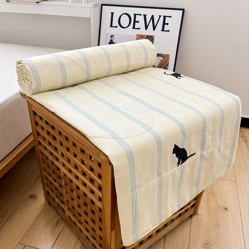 散步小猫空调被夏凉被夏季可机洗夏被学生单人凉被子薄款双人夏天