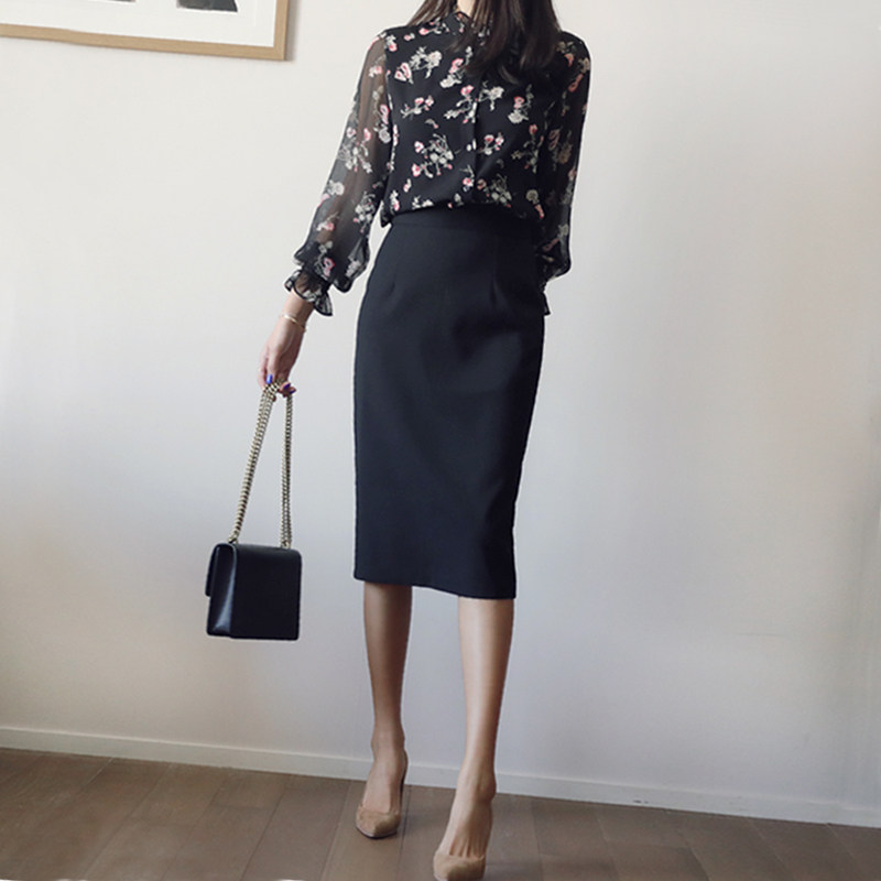 包臀裙女秋冬工作西装半身裙黑色高腰一步裙中长款秋季OL职业裙子
