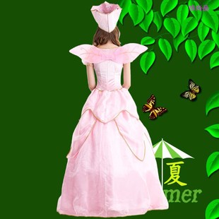 花仙子教母灰姑娘公主裙成人礼服荷叶边长裙cosply化妆舞会演出服