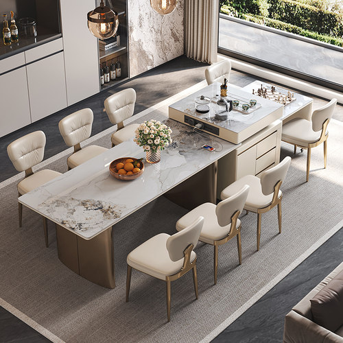 伸缩岛台餐桌一体  开放式客饭厅全屋搭配家俱 意式轻奢岛台餐桌