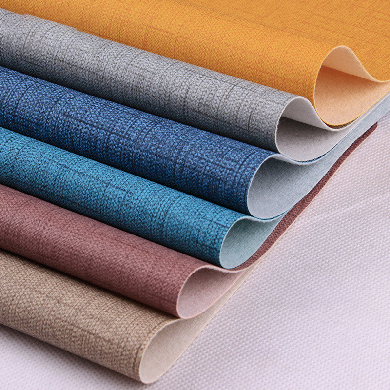 仿布纹皮革面料软包硬包坐凳包装皮料背景墙沙发仿麻布纹人造革