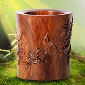 礼品 新款 红木工艺品文房四宝摆件木雕刻 一枝独秀大号毛笔笔筒