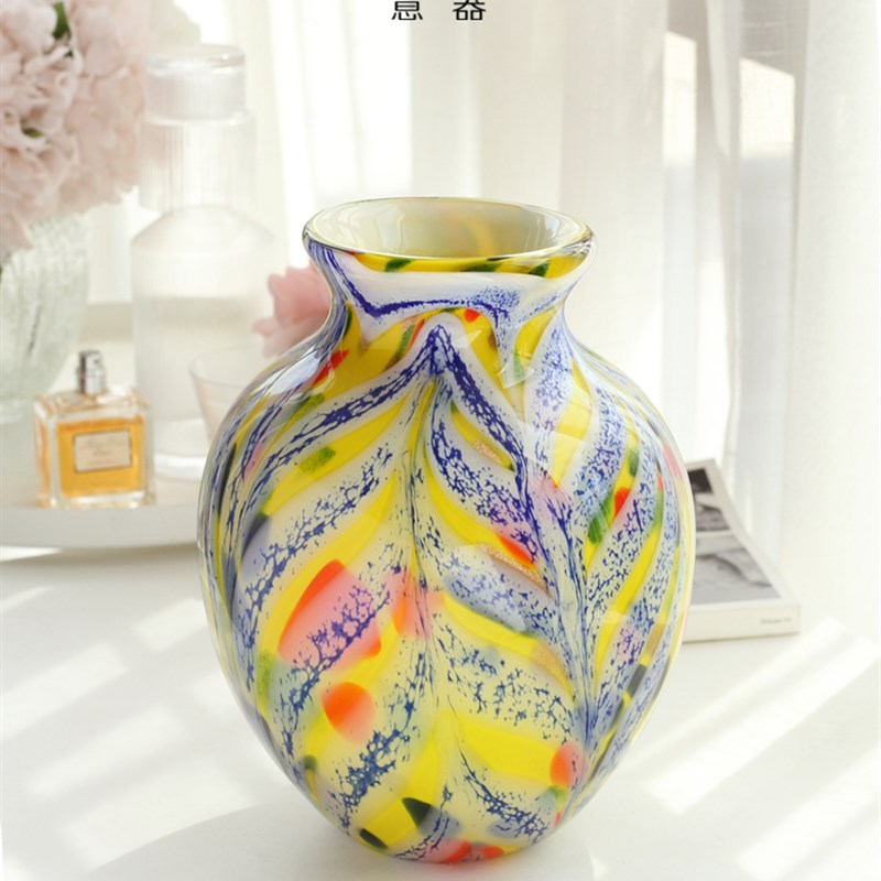 意器 琉璃花瓶样板间摆件餐桌酒店客厅插花花器玄关软装饰摆设H5