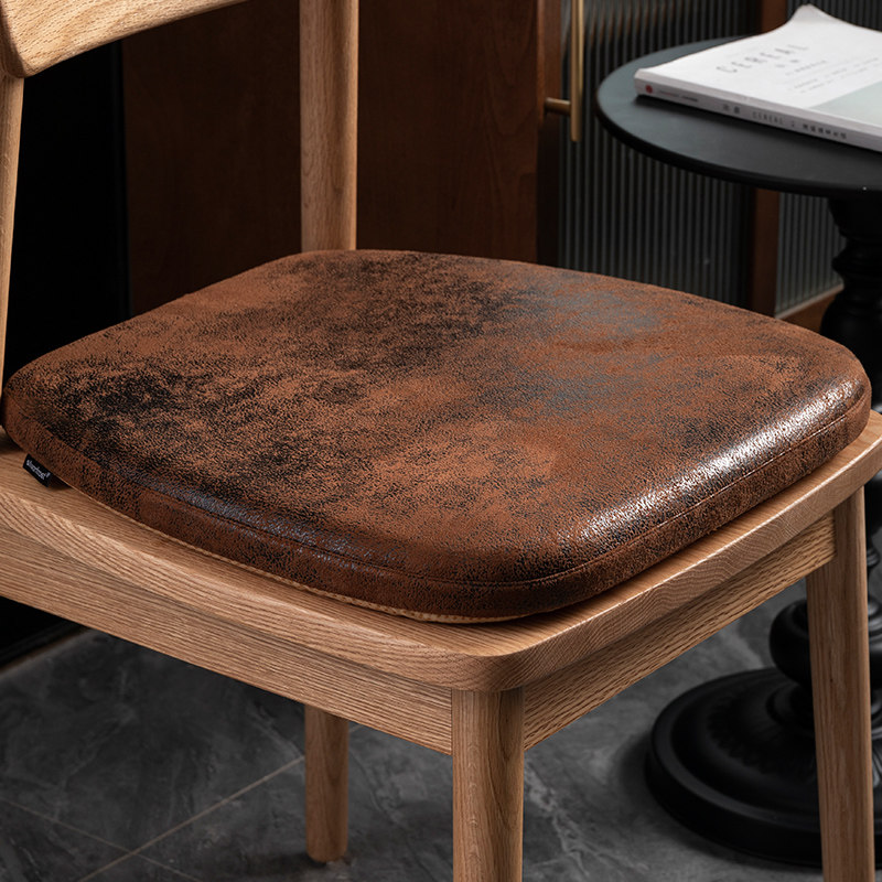 麂皮绒马蹄形坐垫餐椅座垫记忆棉复古高档防滑绑带坐凳软垫子椅垫