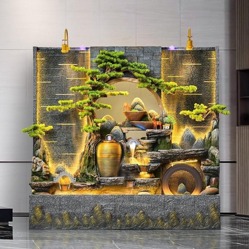 大型水幕墙假山流水屏风别墅公司酒店玄关装饰品摆件庭院喷泉景关,家居饰品,户外/庭院摆件,淘宝优惠券,粉丝福利购,淘宝优惠卷