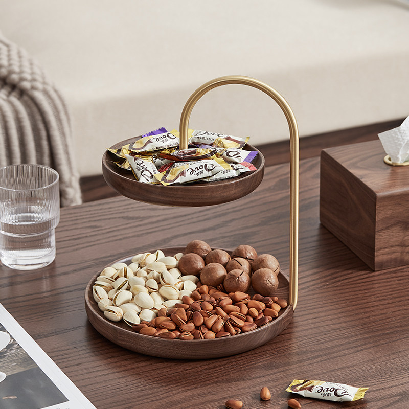 实木果盘双层家用客厅茶几零食糖果盆水果盘下午茶点心甜品展示架