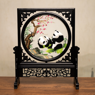 商务礼品 饰品台屏苏州绣美手工艺摆台中式 古风刺绣摆件中式 客厅装