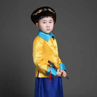 男童古装清朝皇帝御前带刀护卫小男孩古代官兵侍卫舞台表演出服装